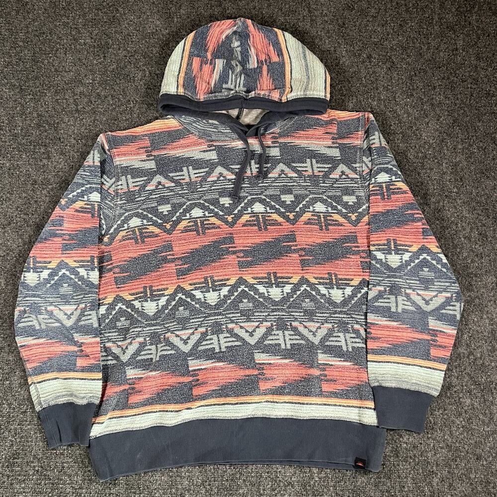Faherty Thundervoice Eagle Fleece Hoodie Medium Terranea Aztec Red Long Sleeve